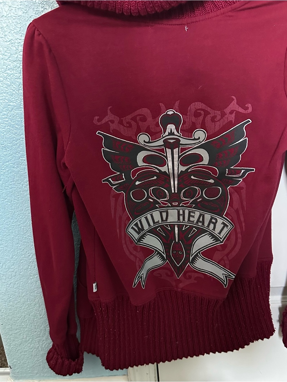 Dark Deep Red Y2K Streetwear Style Zip Up